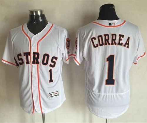 Astros #1 Carlos Correa White Flexbase Authentic Collection Stitched MLB Jersey - Click Image to Close